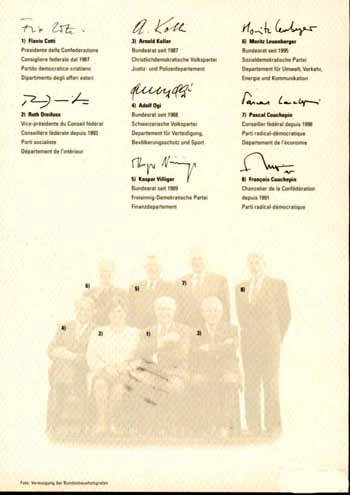 瑞士联邦委员会成员照片及签名