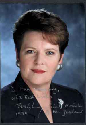 A photo autographed by New Zealand Prime Minister Shipley 